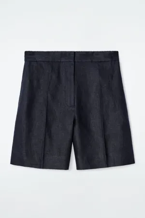 Tailored elasticated linen shorts