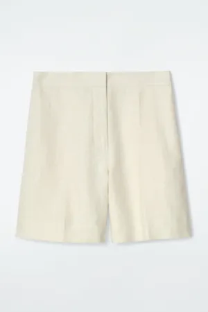 Tailored elasticated linen shorts