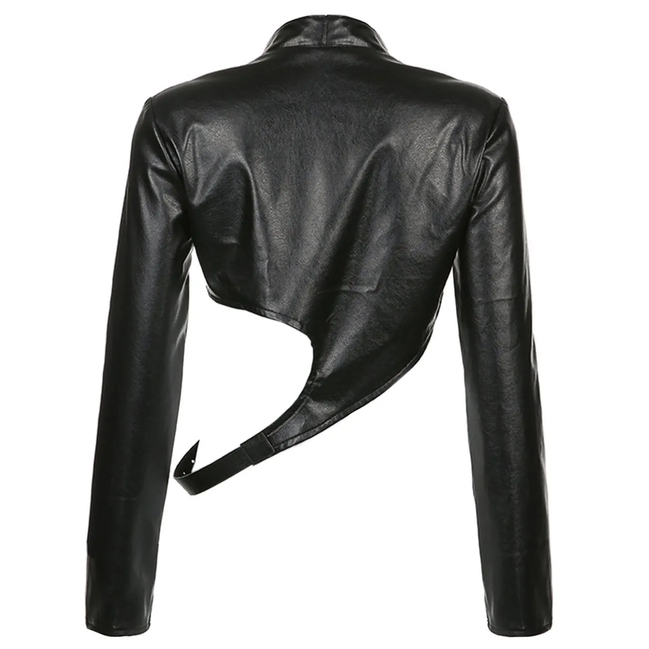 Techwear Irregular Buttons PU Cropped Coat