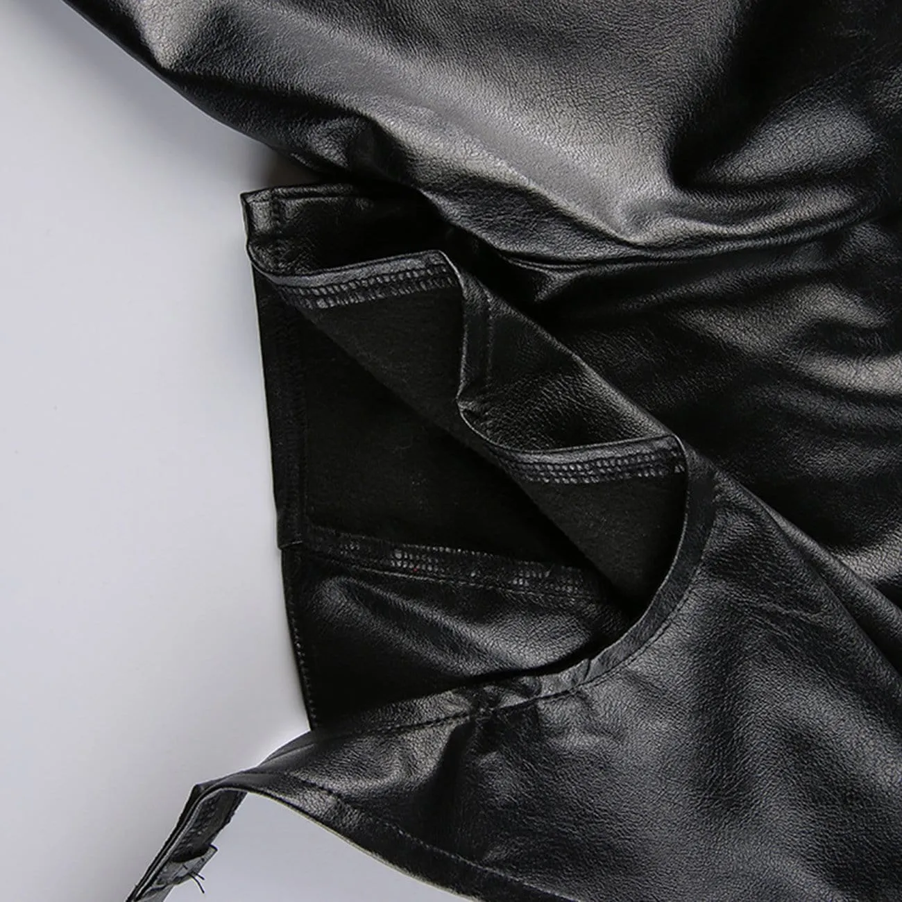Techwear Irregular Buttons PU Cropped Coat