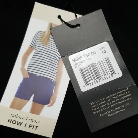 The Limited Tailored Shorts Black Pockets Size 10
