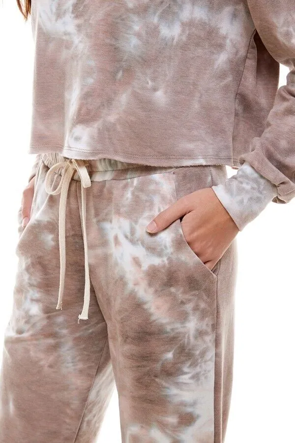 Tie Dye Boxy Hoodies Top and Wide Jogger Set | 3 Colors | 4 Sizes