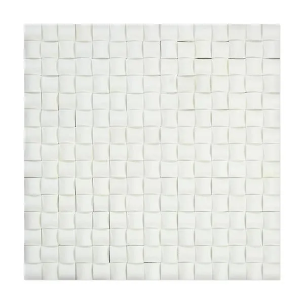 Tilefornia Thassos White 3D Small Bread Marble Mosaic