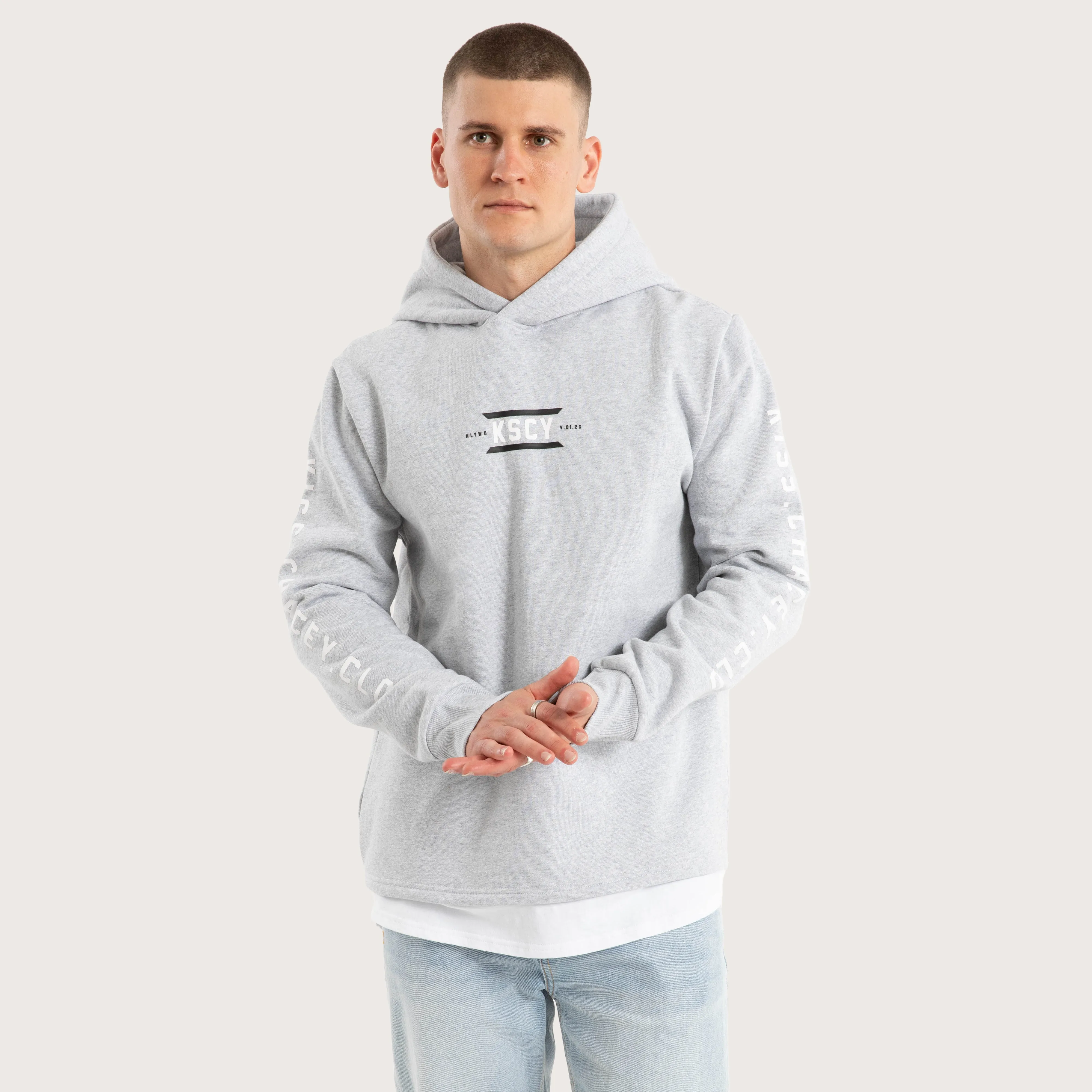 Trace Layered Hoodie Grey Marle