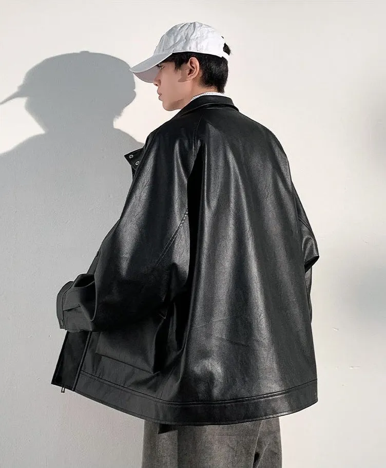 Trendy Waterproof Trucker PU Jacket with Flap Pocket