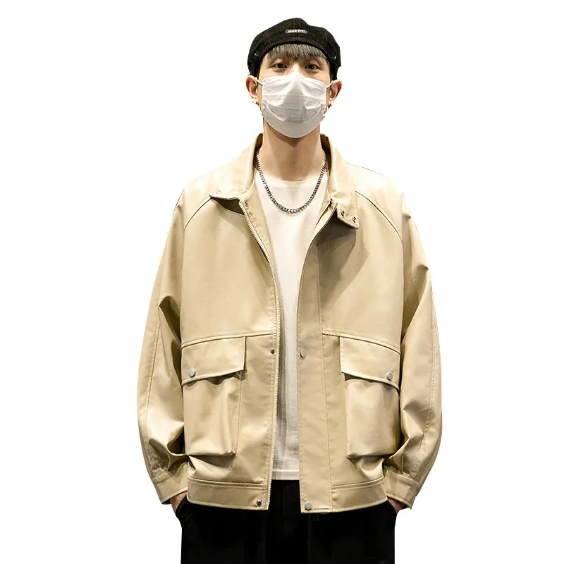 Trendy Waterproof Trucker PU Jacket with Flap Pocket