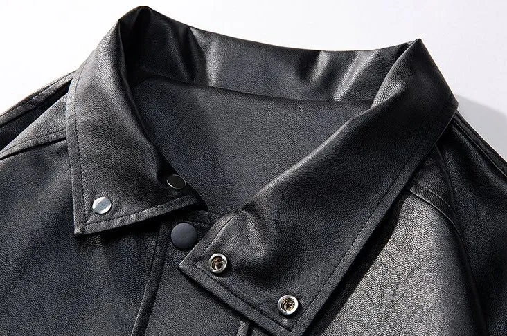 Trendy Waterproof Trucker PU Jacket with Flap Pocket