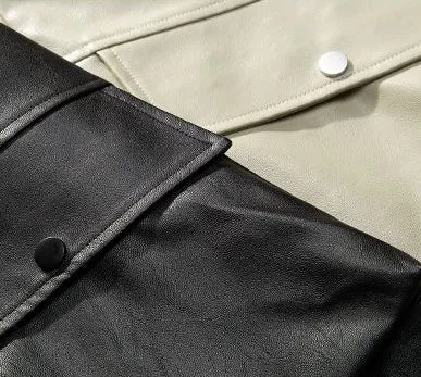 Trendy Waterproof Trucker PU Jacket with Flap Pocket