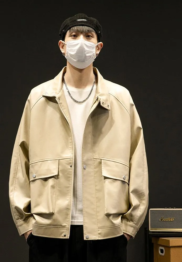 Trendy Waterproof Trucker PU Jacket with Flap Pocket