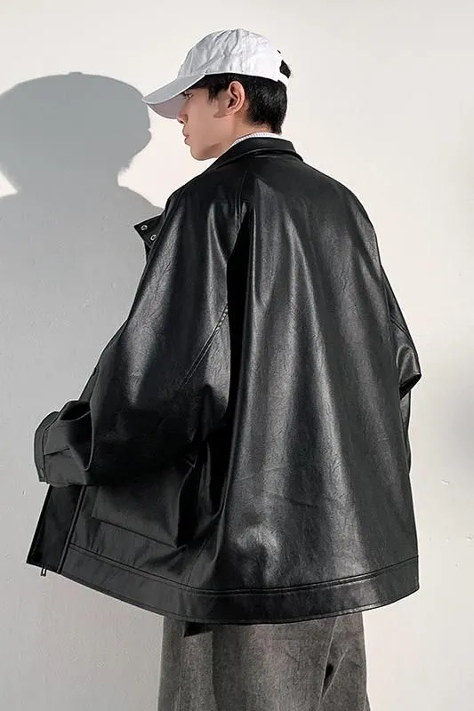 Trendy Waterproof Trucker PU Jacket with Flap Pocket