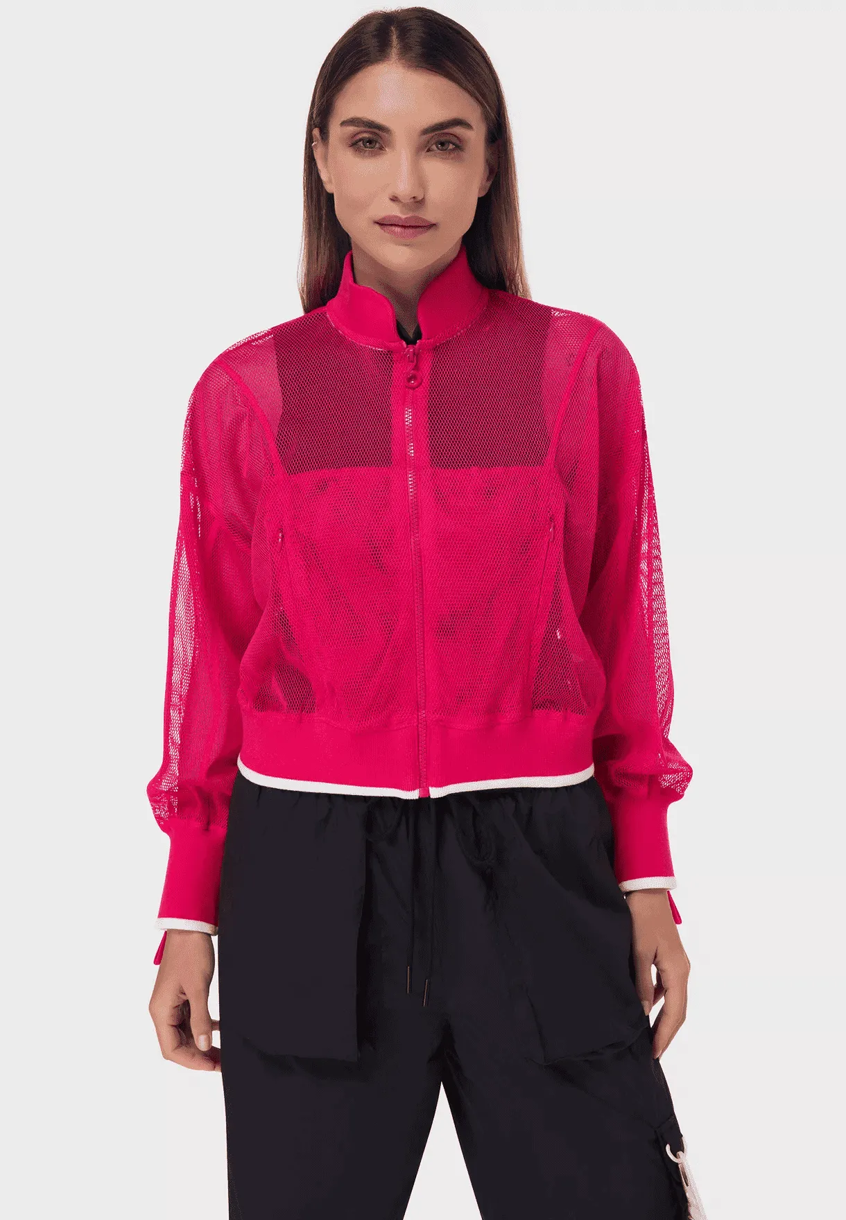 TRIBE OF 6 ADDI MESH CROPPED BOMBER JACKET