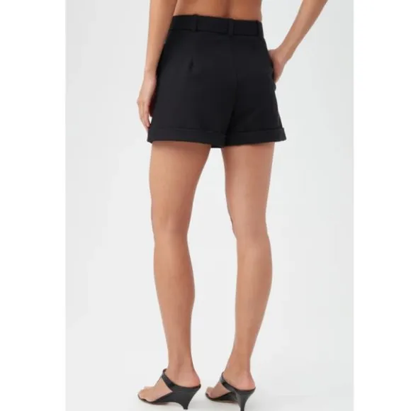 Trina Turk 'Eisley' Stretch-Pique Belted Shorts, Black