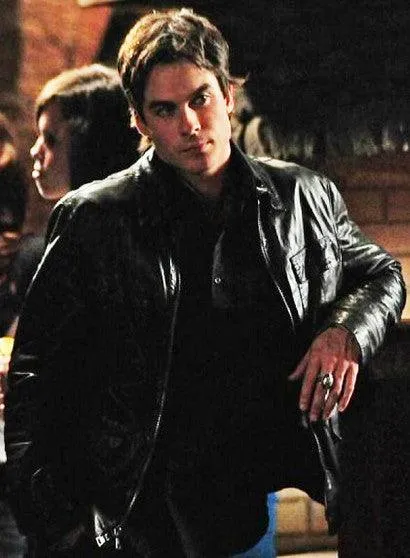 Vampire Diaries Damon Salvatore Leather Jacket