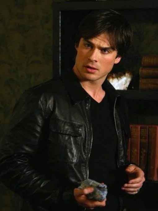 Vampire Diaries Damon Salvatore Leather Jacket