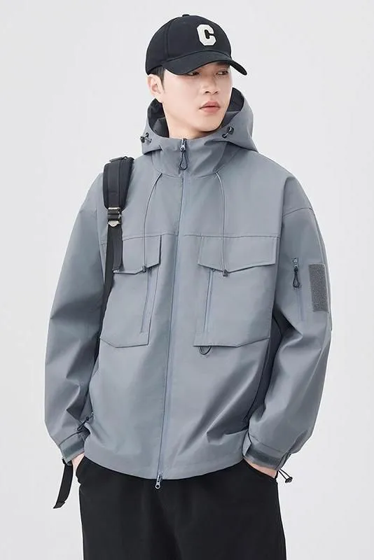 Versatile Patchwork Relaxed-fit Rain Jacket