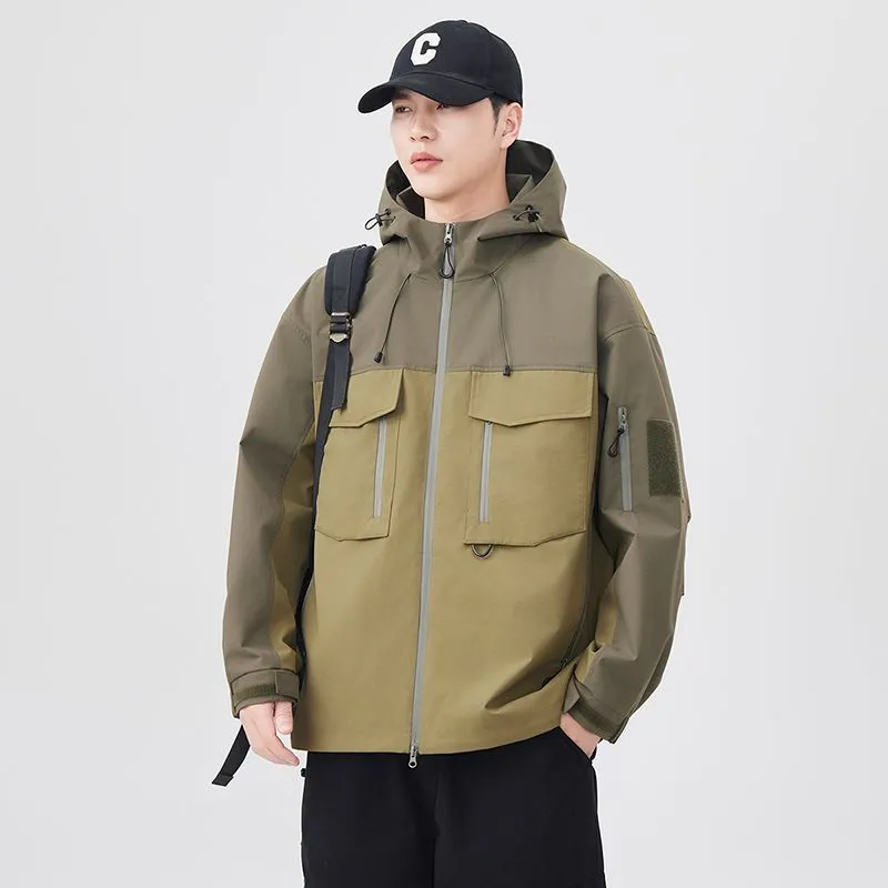Versatile Patchwork Relaxed-fit Rain Jacket