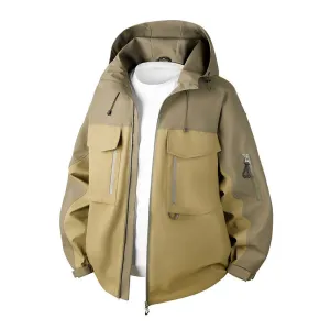 Versatile Patchwork Relaxed-fit Rain Jacket