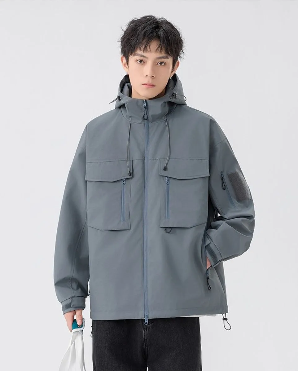 Versatile Patchwork Relaxed-fit Rain Jacket