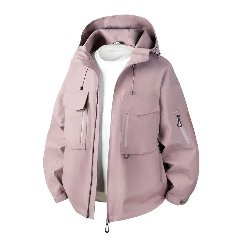 Versatile Patchwork Relaxed-fit Rain Jacket