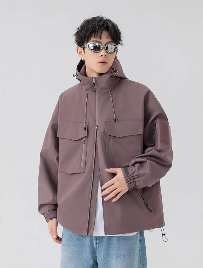 Versatile Patchwork Relaxed-fit Rain Jacket