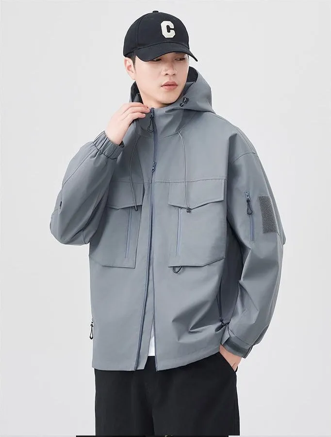 Versatile Patchwork Relaxed-fit Rain Jacket