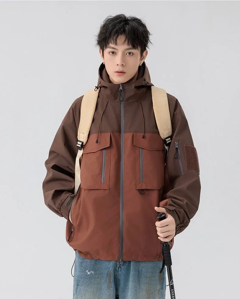 Versatile Patchwork Relaxed-fit Rain Jacket