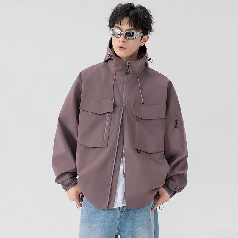 Versatile Patchwork Relaxed-fit Rain Jacket