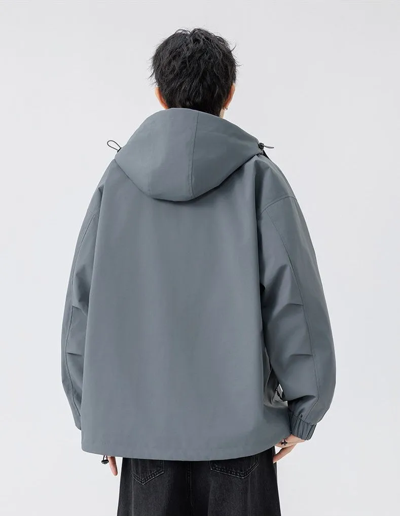 Versatile Patchwork Relaxed-fit Rain Jacket