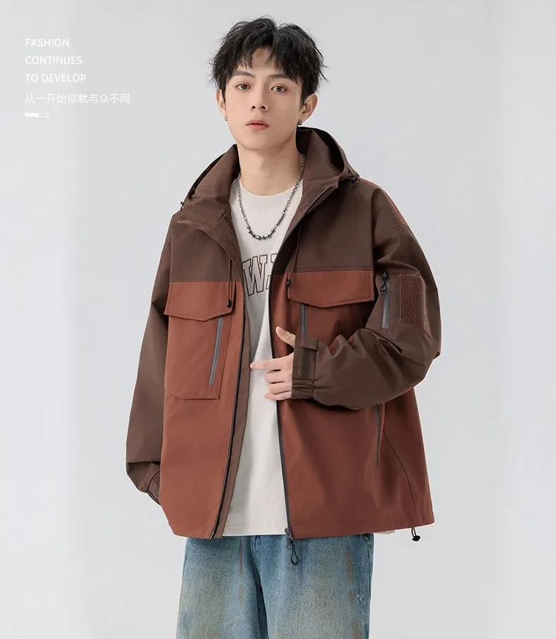 Versatile Patchwork Relaxed-fit Rain Jacket