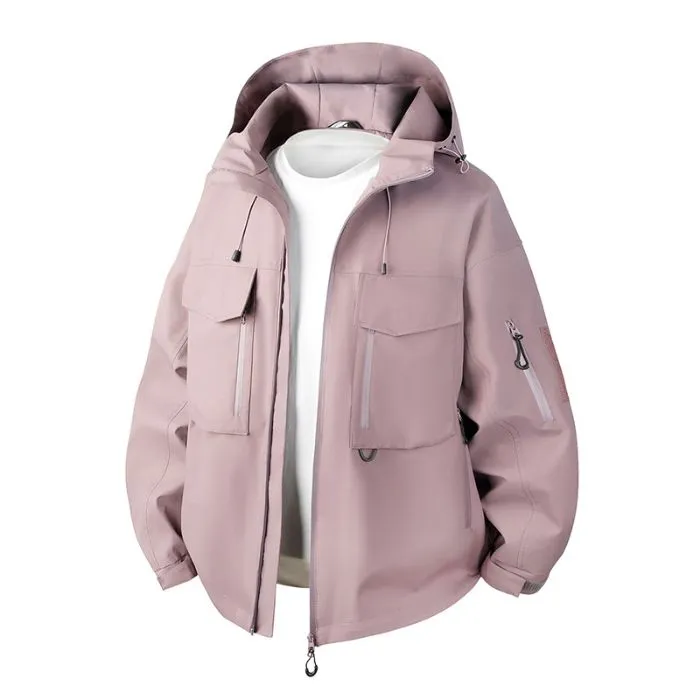 Versatile Patchwork Relaxed-fit Rain Jacket