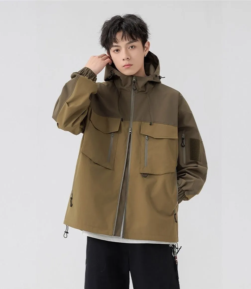 Versatile Patchwork Relaxed-fit Rain Jacket