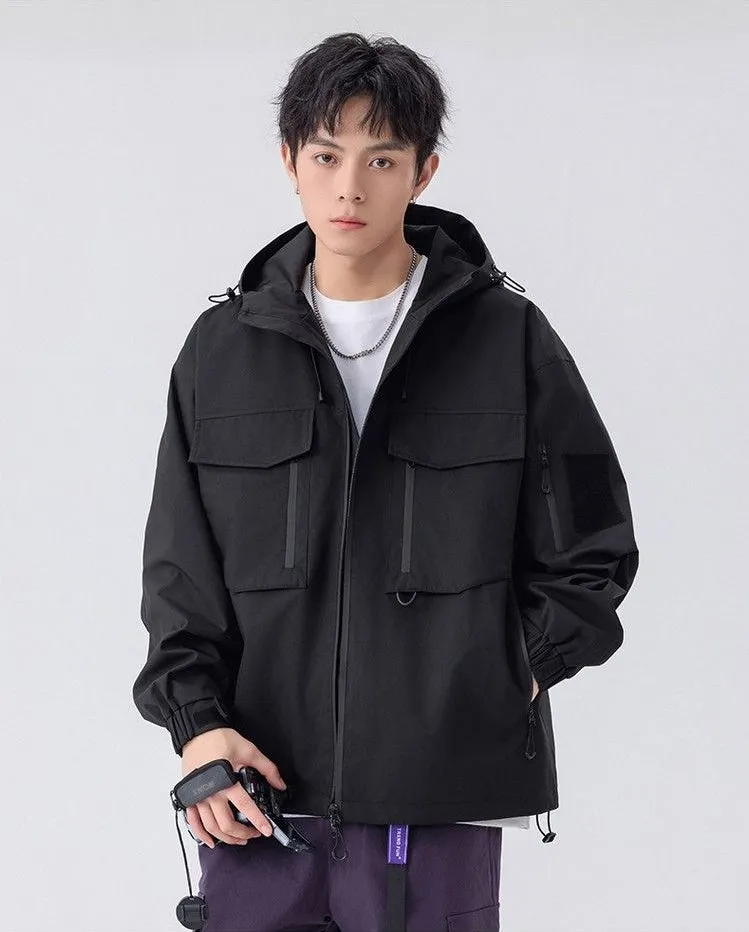 Versatile Patchwork Relaxed-fit Rain Jacket