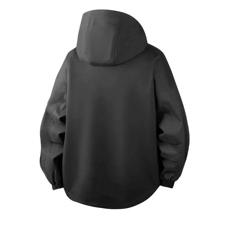 Versatile Patchwork Relaxed-fit Rain Jacket