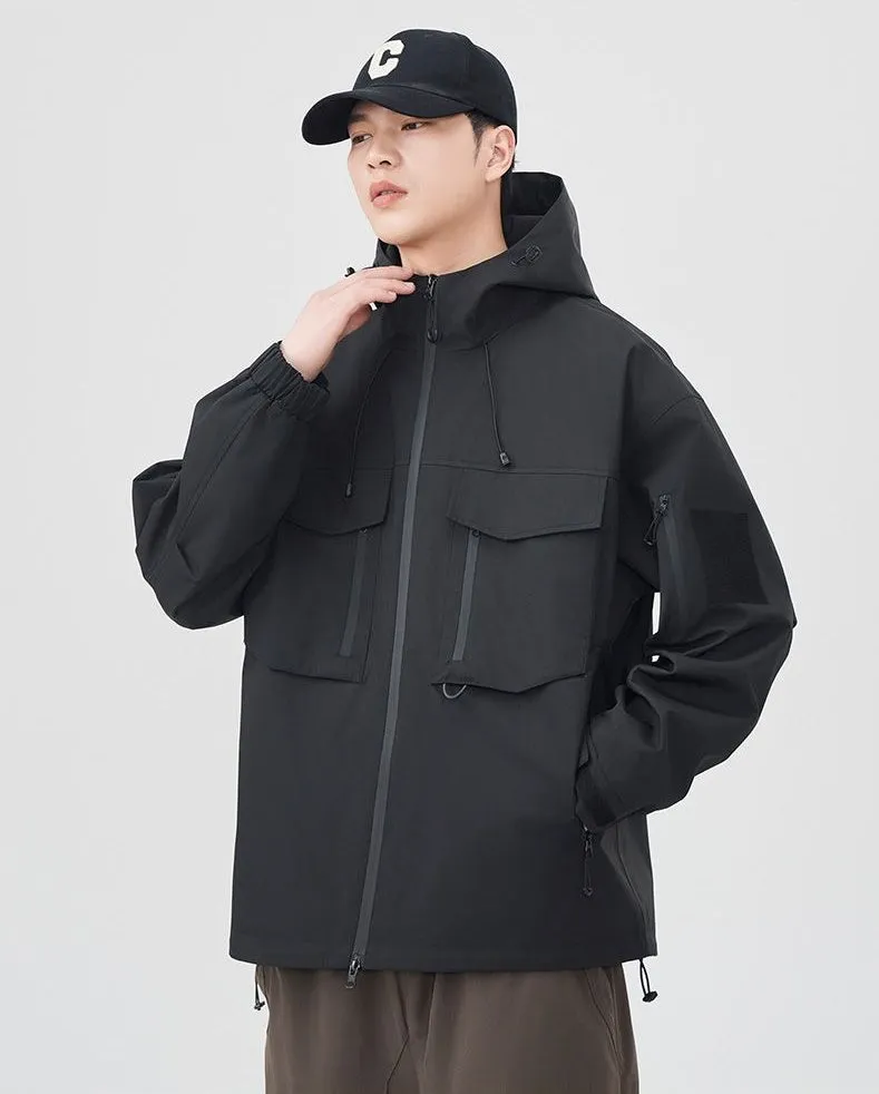 Versatile Patchwork Relaxed-fit Rain Jacket
