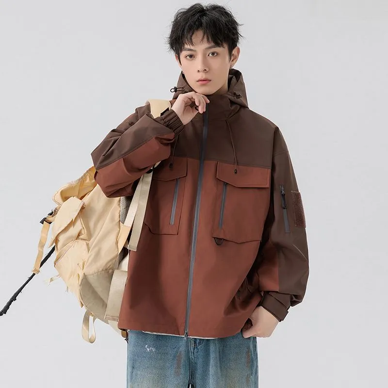 Versatile Patchwork Relaxed-fit Rain Jacket