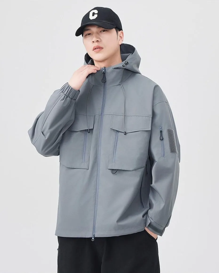 Versatile Patchwork Relaxed-fit Rain Jacket