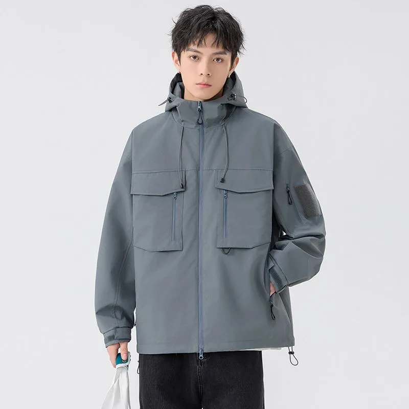 Versatile Patchwork Relaxed-fit Rain Jacket