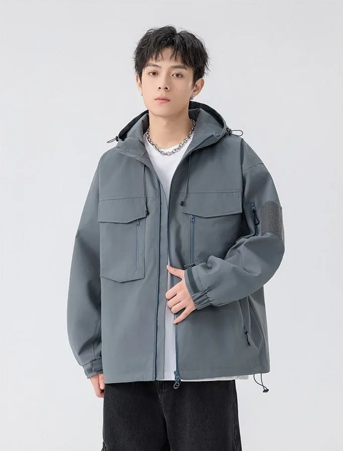 Versatile Patchwork Relaxed-fit Rain Jacket