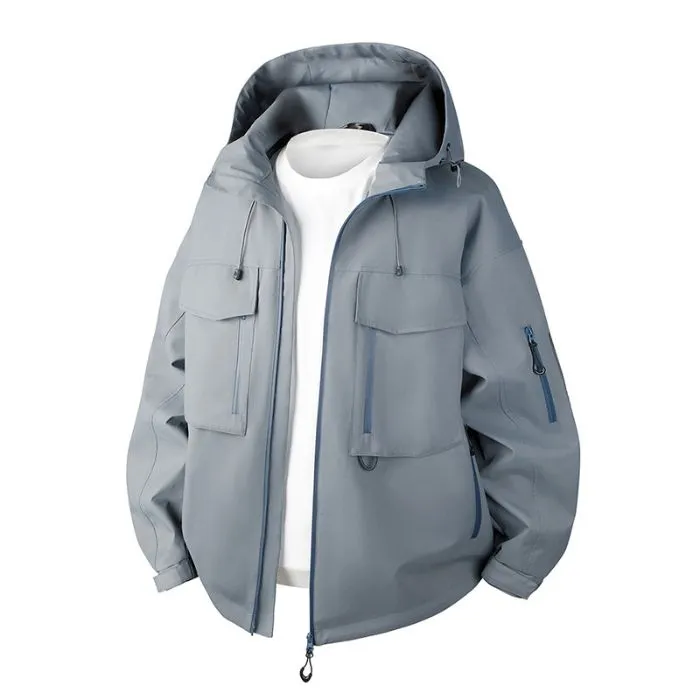 Versatile Patchwork Relaxed-fit Rain Jacket