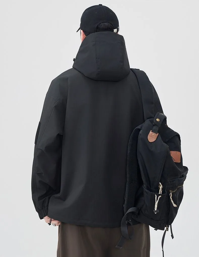 Versatile Patchwork Relaxed-fit Rain Jacket