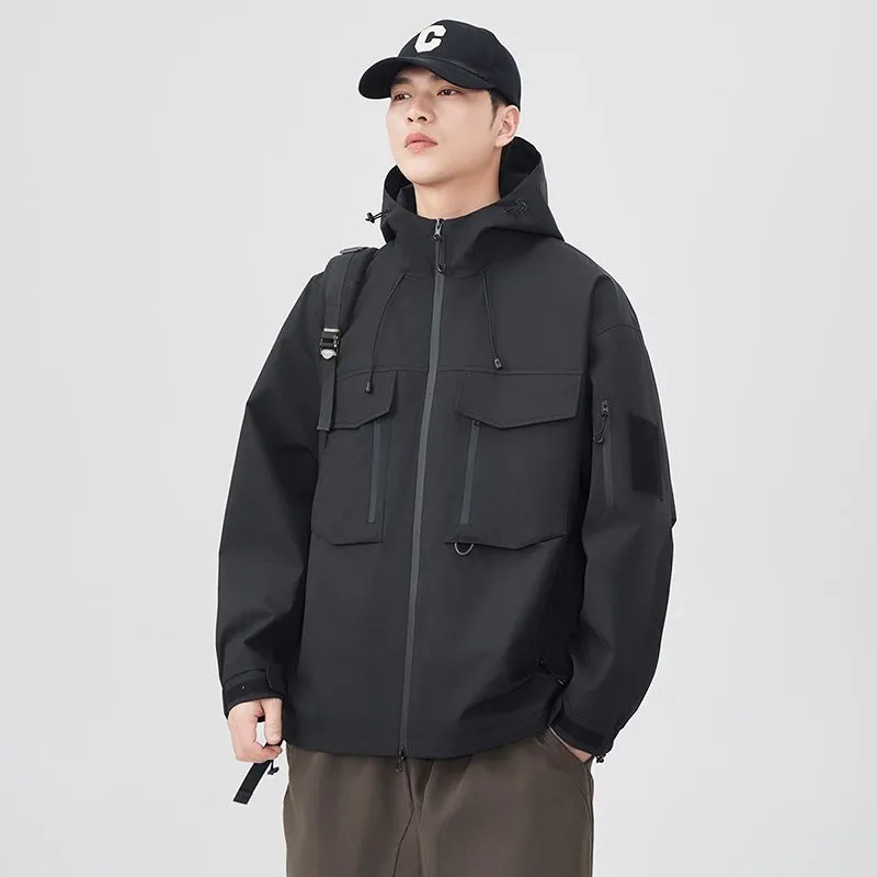 Versatile Patchwork Relaxed-fit Rain Jacket