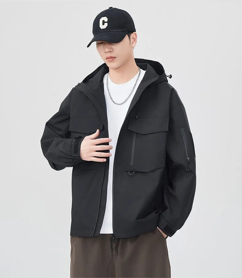 Versatile Patchwork Relaxed-fit Rain Jacket
