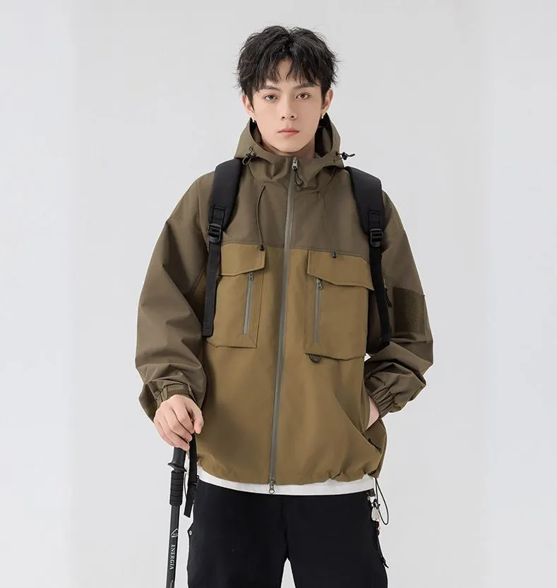 Versatile Patchwork Relaxed-fit Rain Jacket