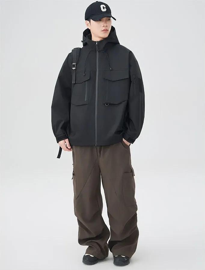 Versatile Patchwork Relaxed-fit Rain Jacket