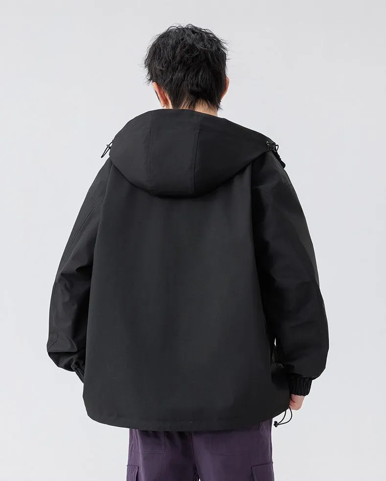 Versatile Patchwork Relaxed-fit Rain Jacket
