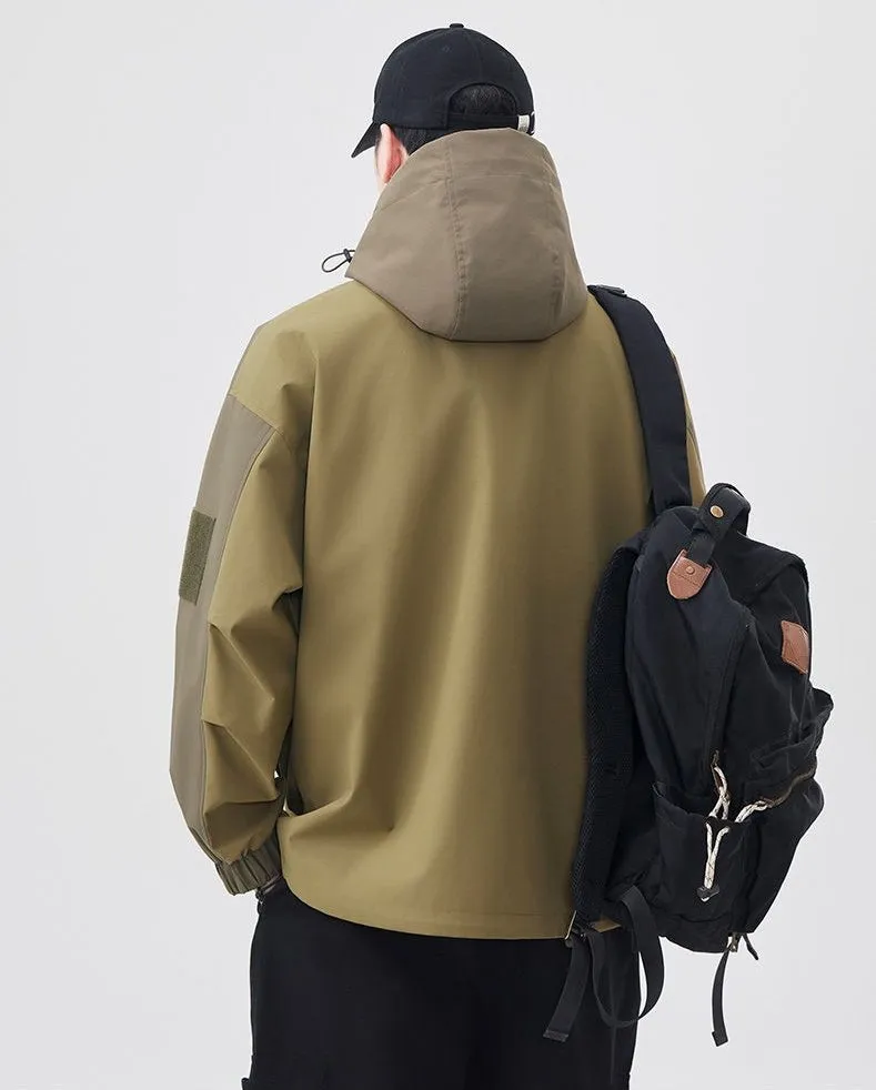 Versatile Patchwork Relaxed-fit Rain Jacket