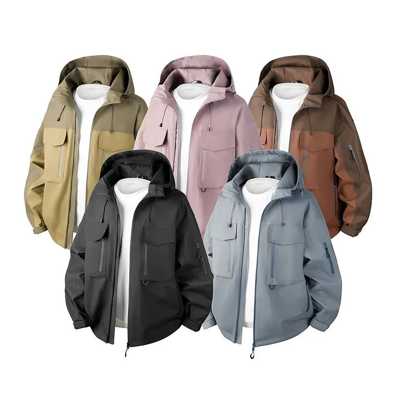 Versatile Patchwork Relaxed-fit Rain Jacket