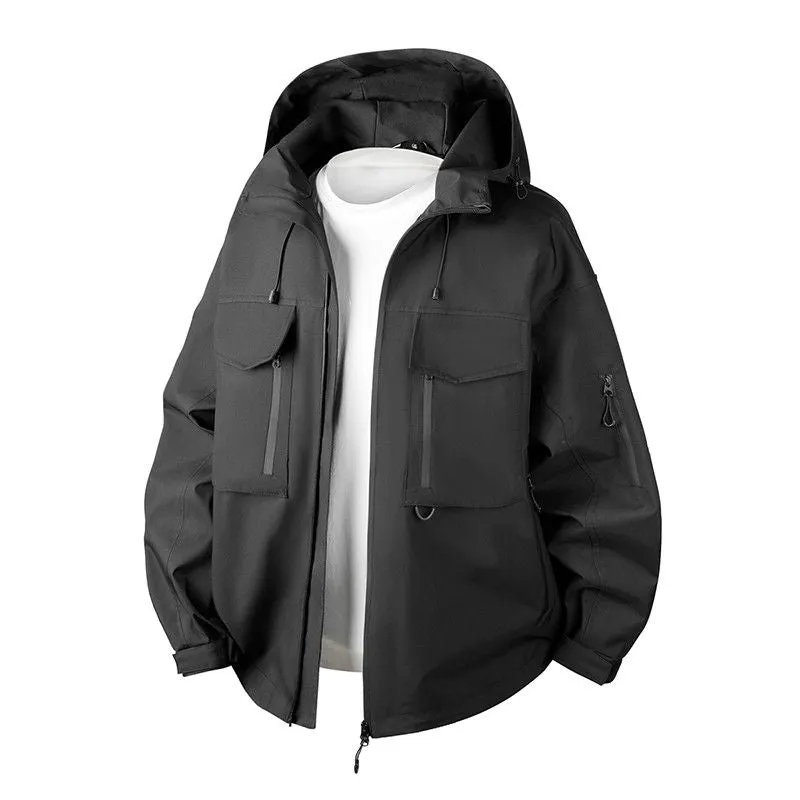 Versatile Patchwork Relaxed-fit Rain Jacket