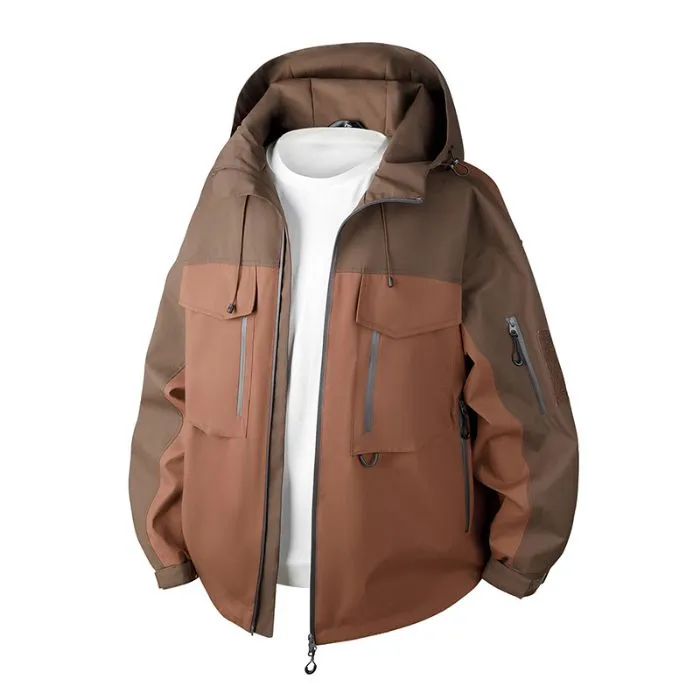 Versatile Patchwork Relaxed-fit Rain Jacket