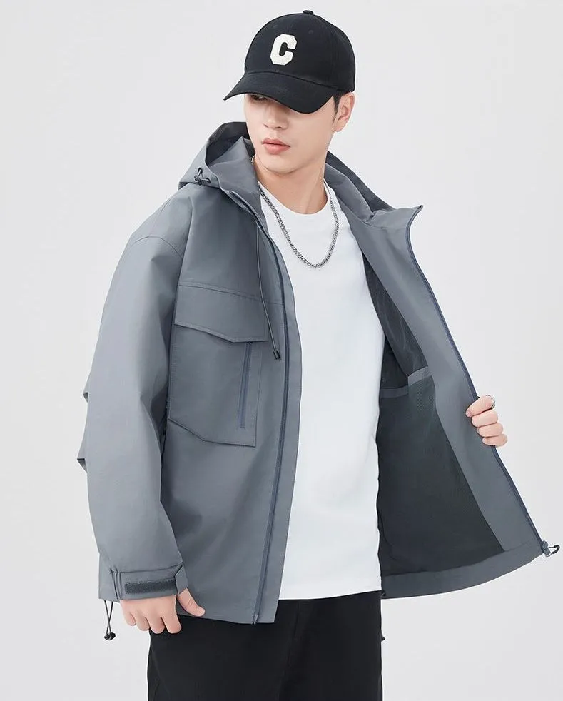 Versatile Patchwork Relaxed-fit Rain Jacket